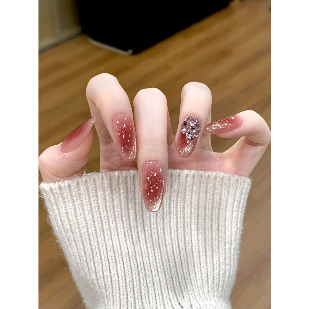 茉哉现货I【施家全华钻/紫薇星辰（12甲）】纯手工拆卸穿戴甲A5135