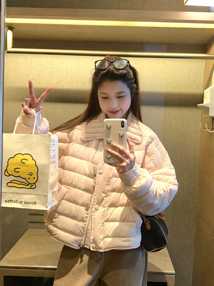 今年流行漂亮巴恩风棉服女短外套女2025年冬季新款翻领轻薄款棉衣