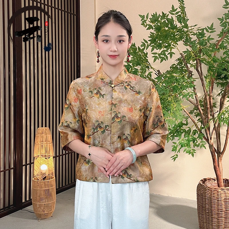 云汐8810新款新中式国风百搭显瘦长袖短外套