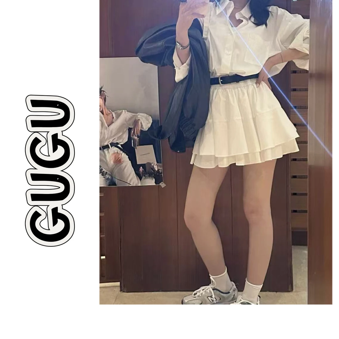 韩系设计款收腰裙