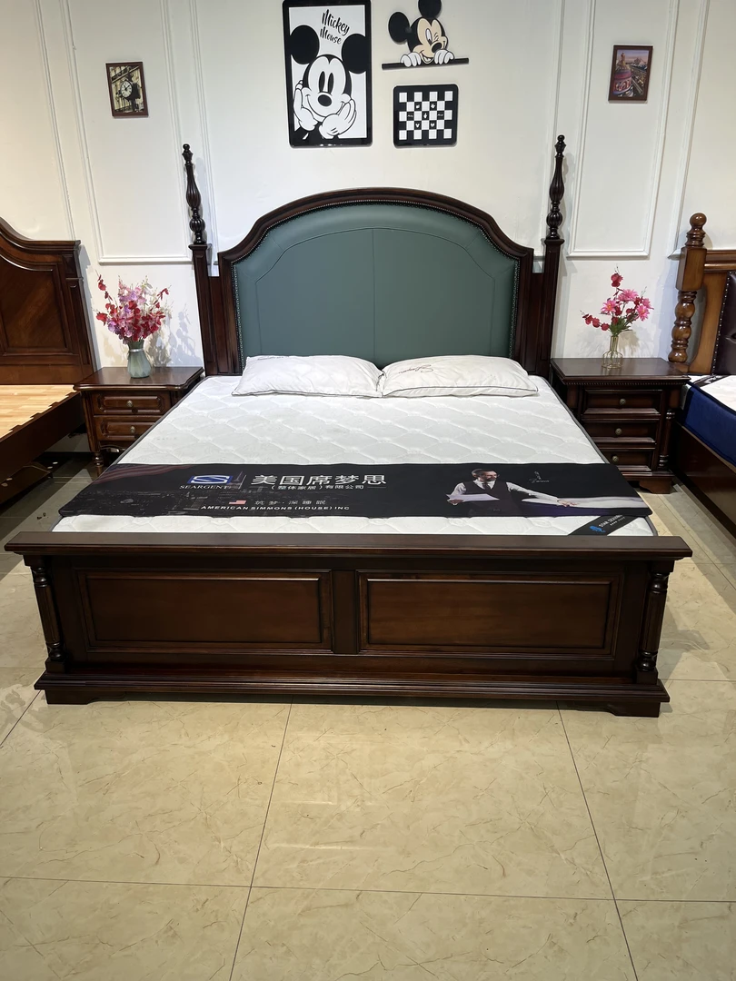 北美桃花芯木美式家用单人双人主卧次卧房1.8米 奢华家具高端大床