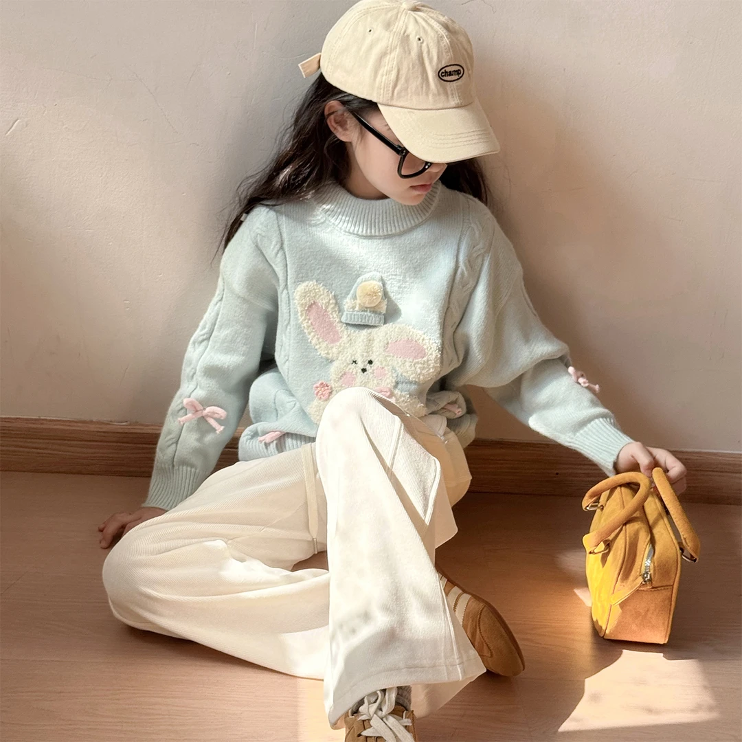 女童韩系保暖毛衣2026新款小女孩春装洋气针织衫儿童加厚内搭上衣