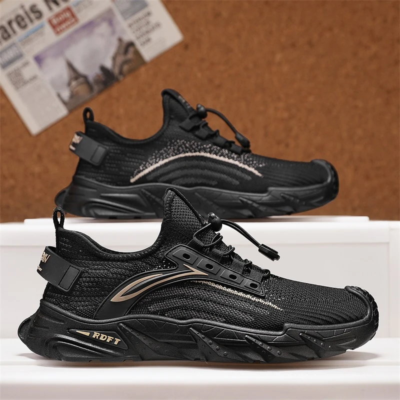 2025新款夏季透气飞织网面鞋男士百搭跑步软底休闲开车男鞋运动鞋