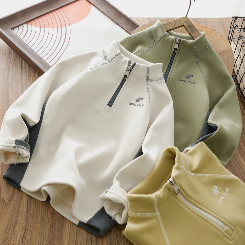 儿童冬新款休闲加绒卫衣2025中大童保暖打底衫男女童长袖上衣