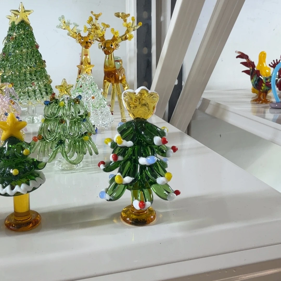 手工艺品琉璃实心雪景圣诞树