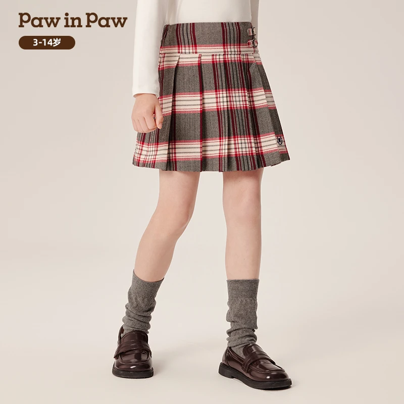 PawinPaw卡通小熊童装秋冬女童经典短裙学院风百褶裙