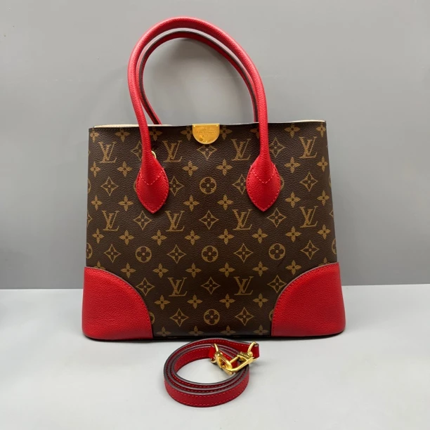 95新 LouisVuitton/路易威登 老花拼红Flandrin通勤包 尺寸34*26