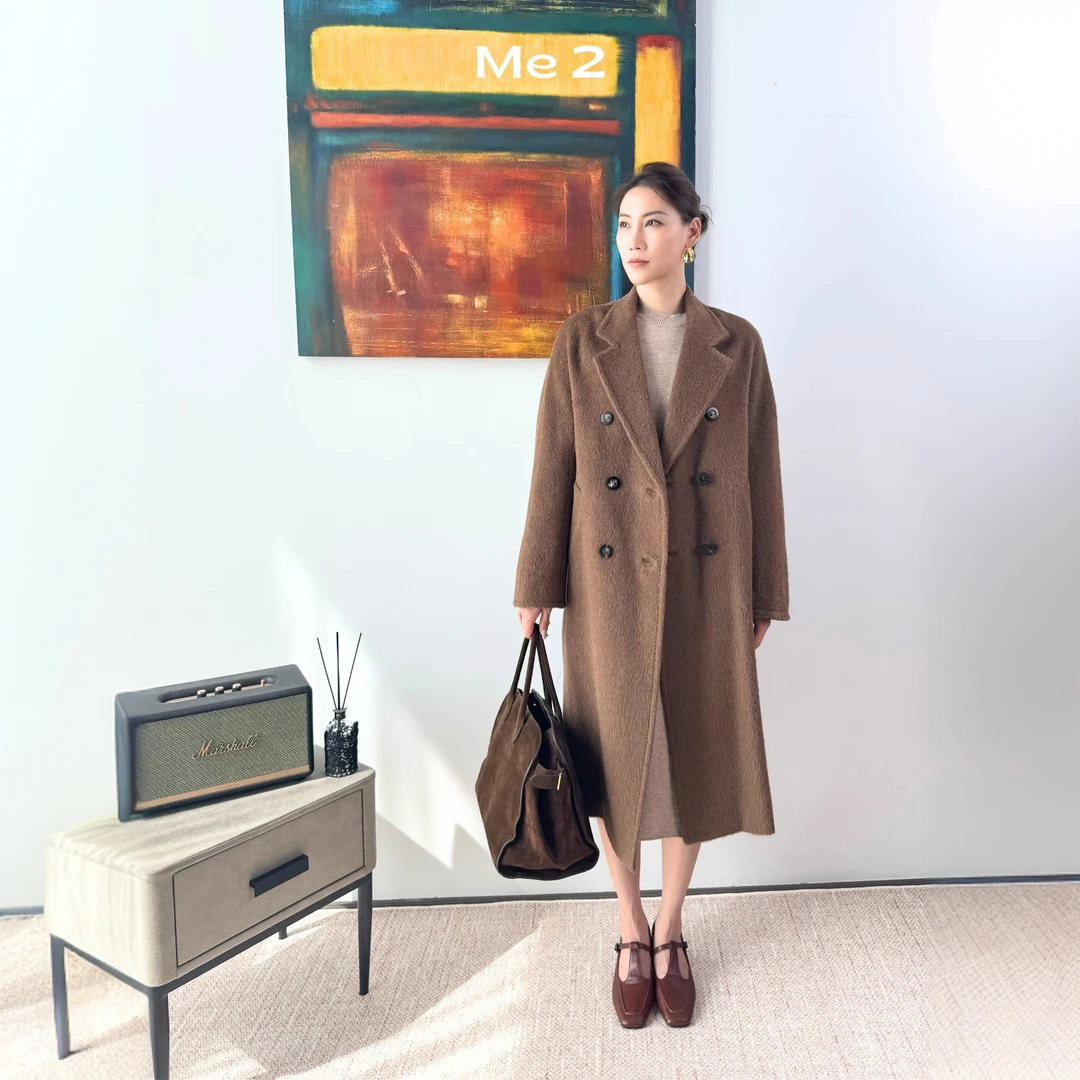 Me 2 新款25SS重磅进口羊驼毛系腰带慵懒保暖超长廓形大衣