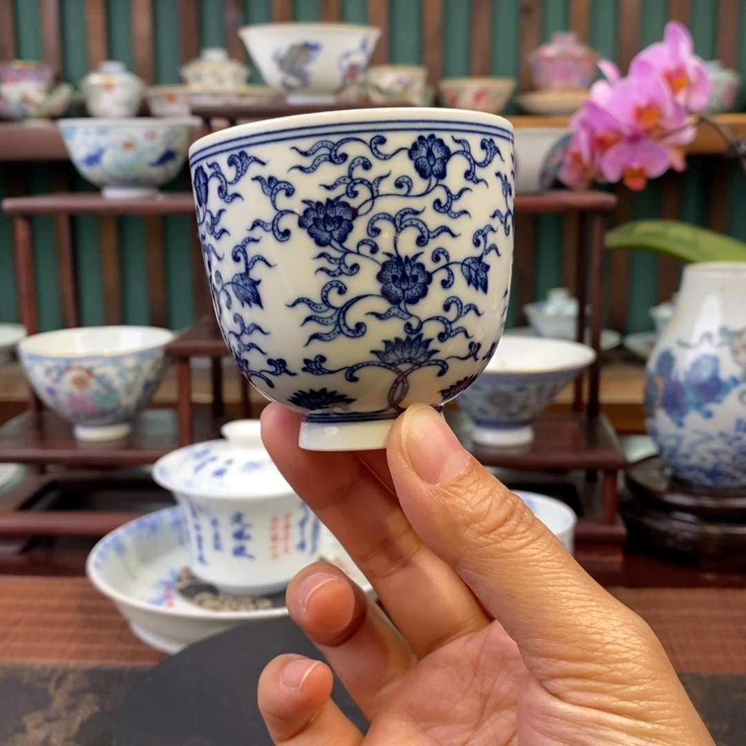 手工陶瓷柴窑缠枝手握杯