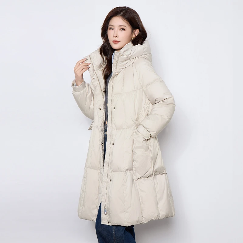 YAYA/鸭鸭连帽工装羽绒服女款加厚中长款百搭连帽宽松通勤外套283