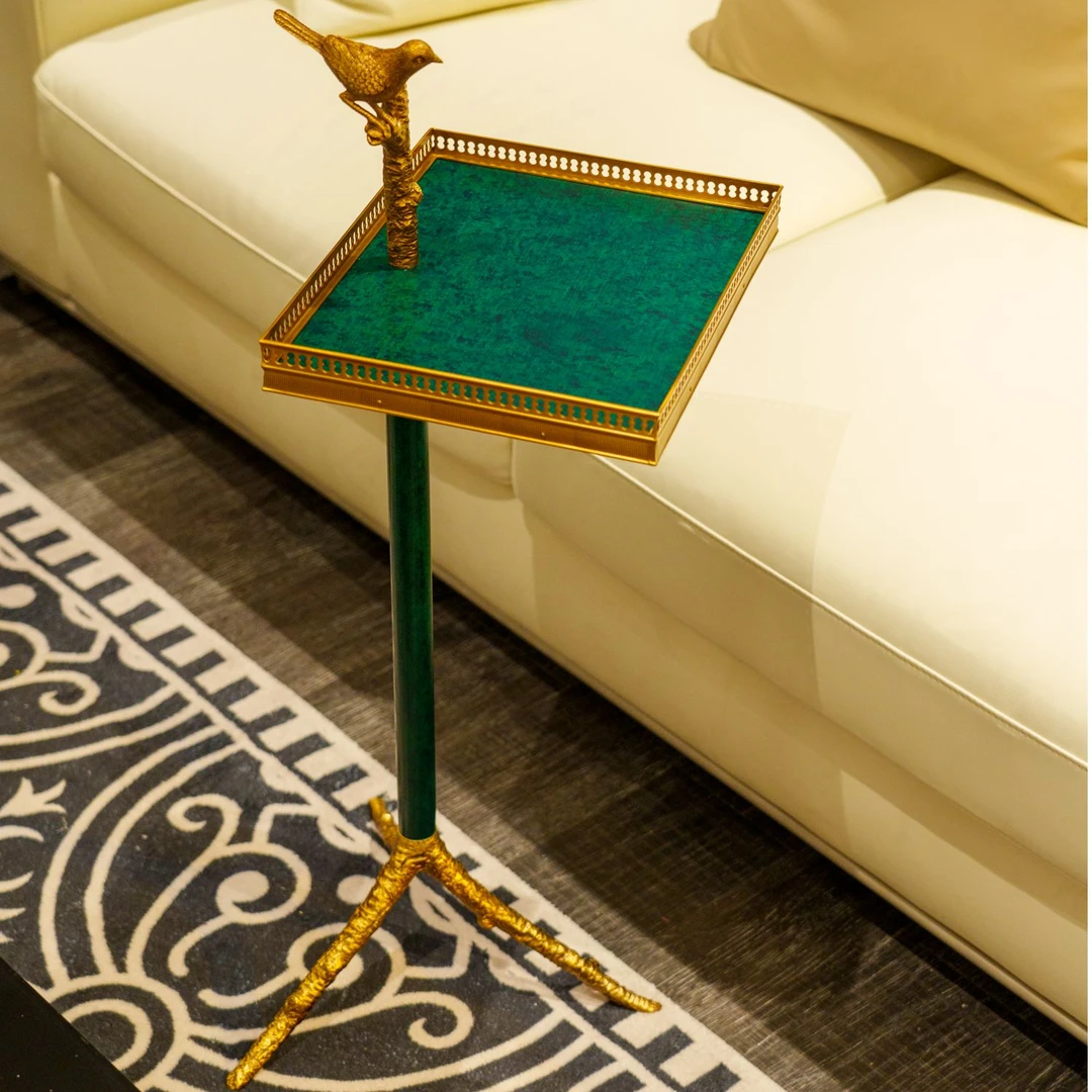 castilian/卡斯特兰欧美法风格铜配瓷客厅方形小茶几圆形小边几