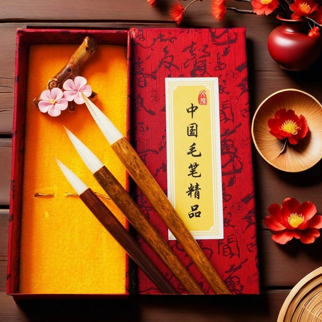 新品发售{逸墨}行书毛笔大中小套装初学书法用笔