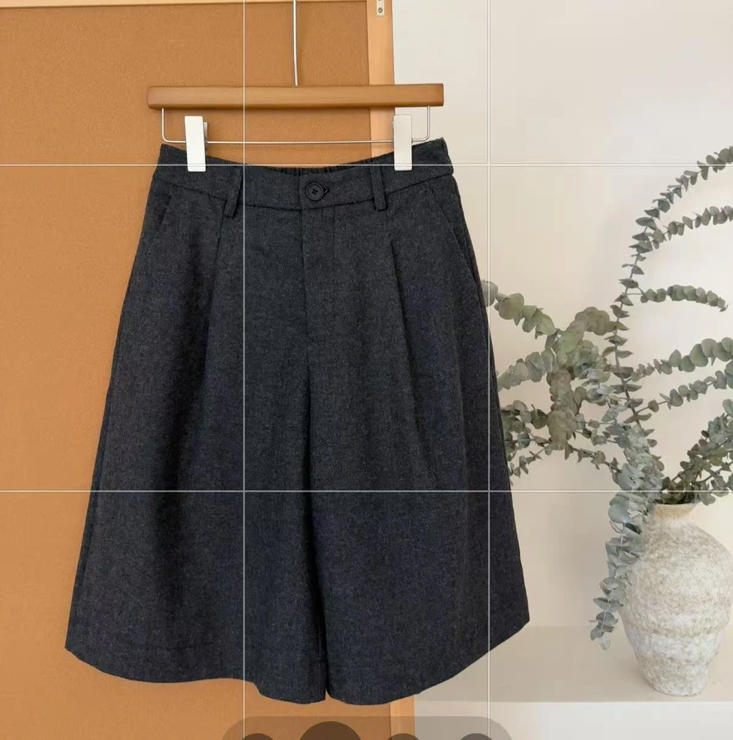 【腔调裤】HANI秋季新款 复古定染水洗打褶腰头羊毛六分裤 K169