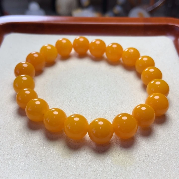 玛瑙/玉髓手串未镶嵌满实肉 鸡油黄