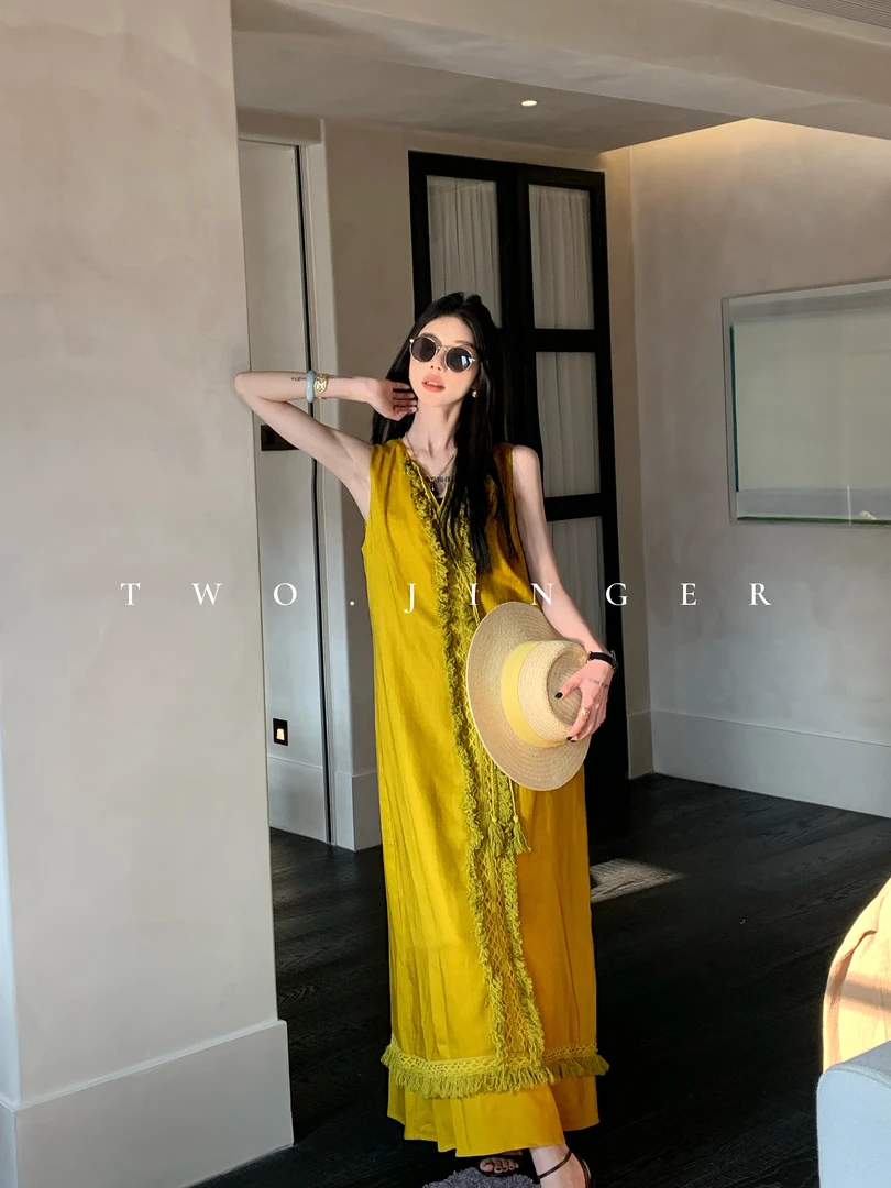 【J静专属】极简约静奢（秘密花园）能量爆棚天丝亚麻连衣裙CX95566