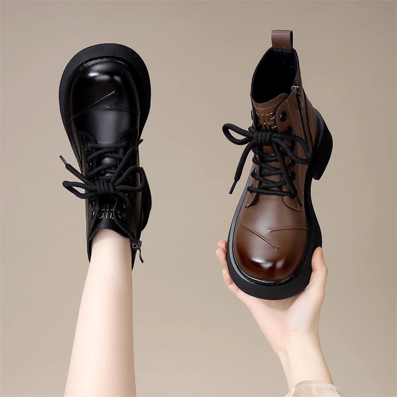 【高品质】英伦风马丁靴女秋冬季2025新款气质软底不累脚厚底短靴