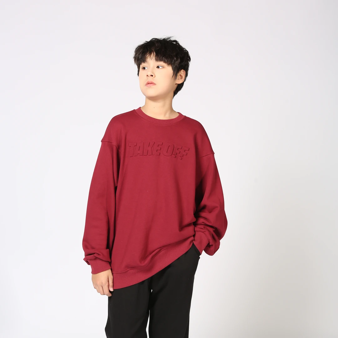 男童秋装枣红色圆领卫衣