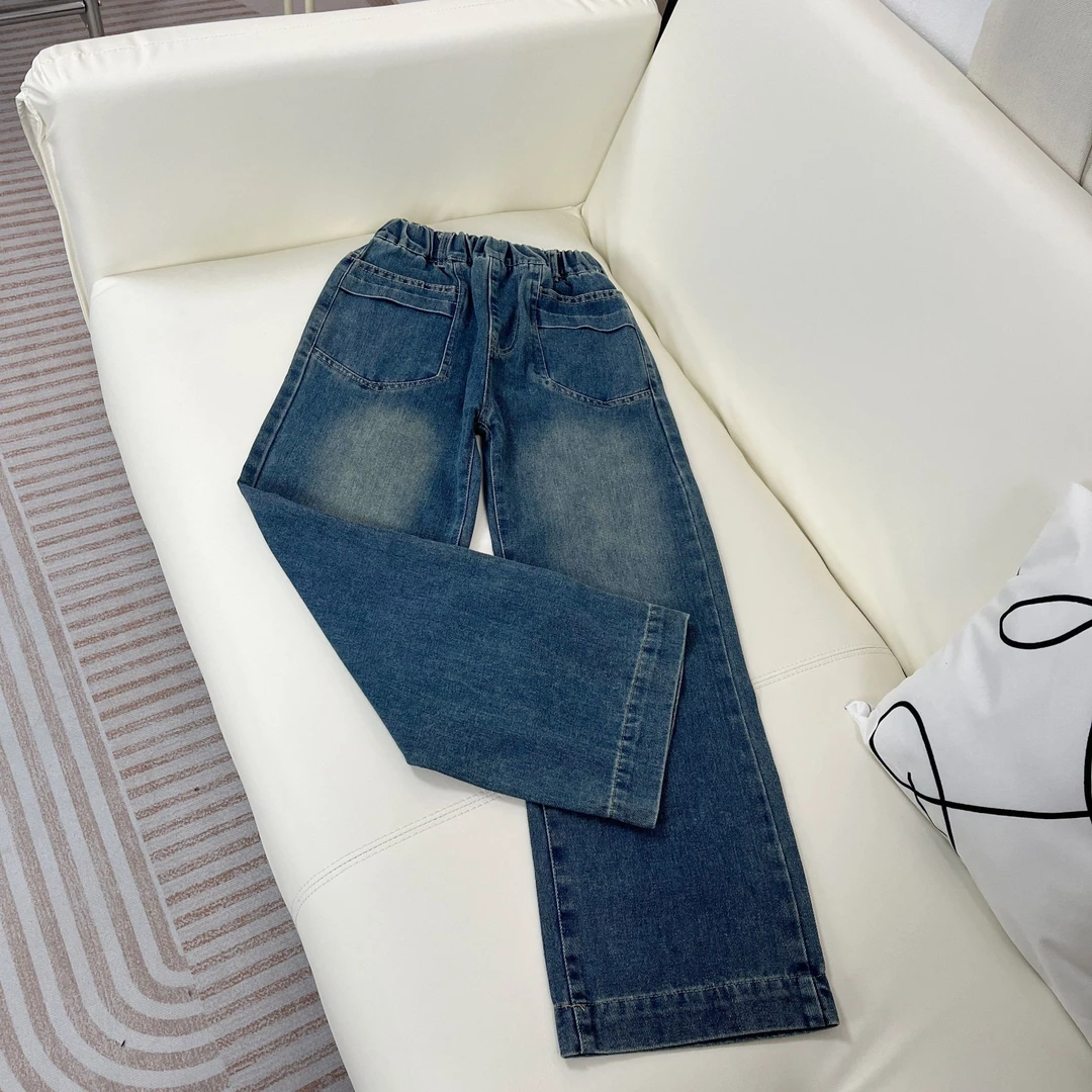 女童直筒牛仔裤春秋款中大童直筒窄版阔腿裤子洋气百搭春季儿童