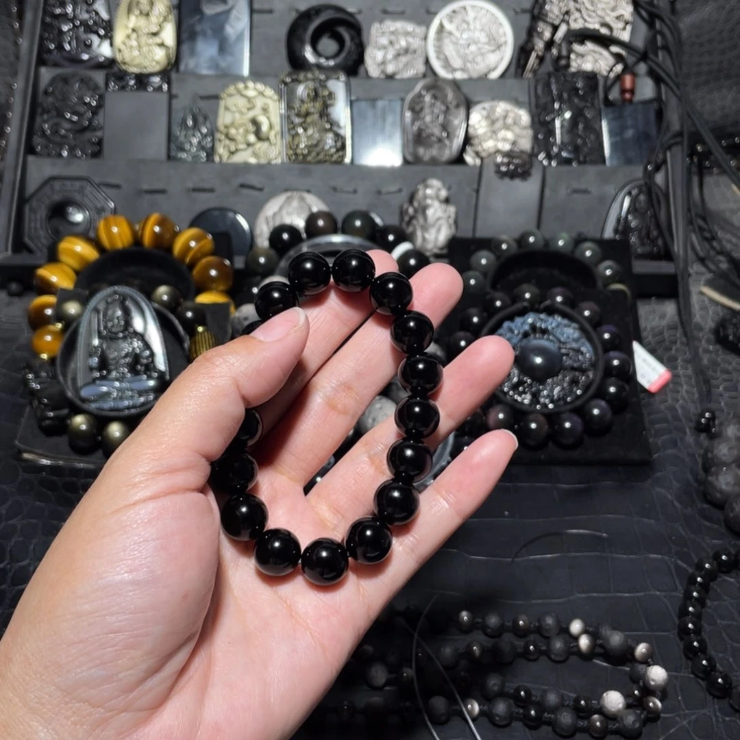 黑曜岩手链未镶嵌欣*哥