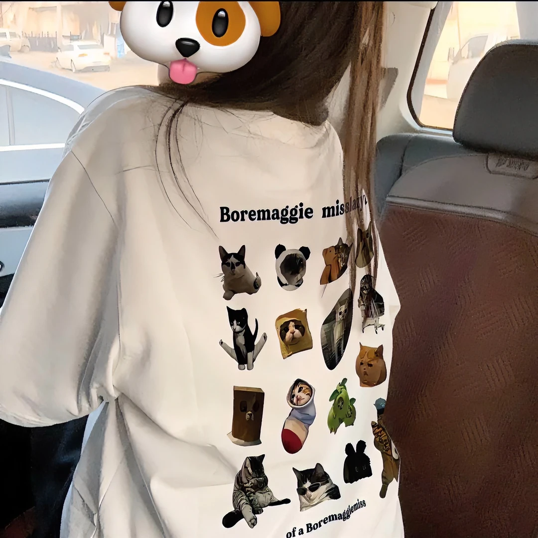 高考毕业季短袖春秋白色百搭小众宽松印花ins圆领薄款夏季休闲