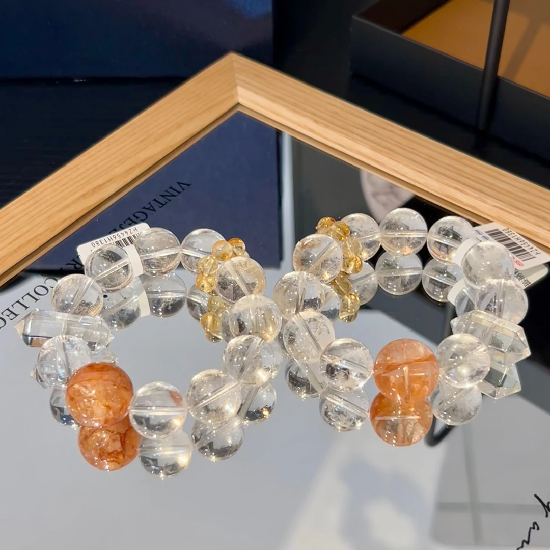 「元来直播间」4456 白水15+胶花顶珠18mm+黄塔晶跑环 多样性发其一