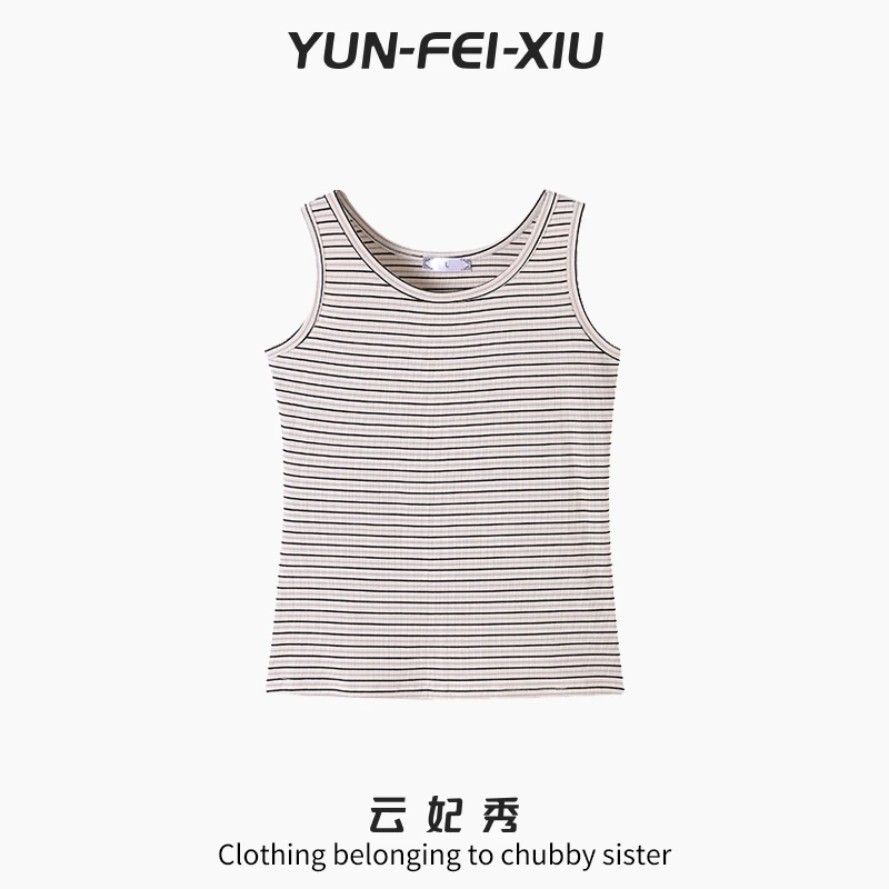 云妃秀大码女装背心吊带时尚休闲气质条纹显瘦减龄百搭秋季5110A