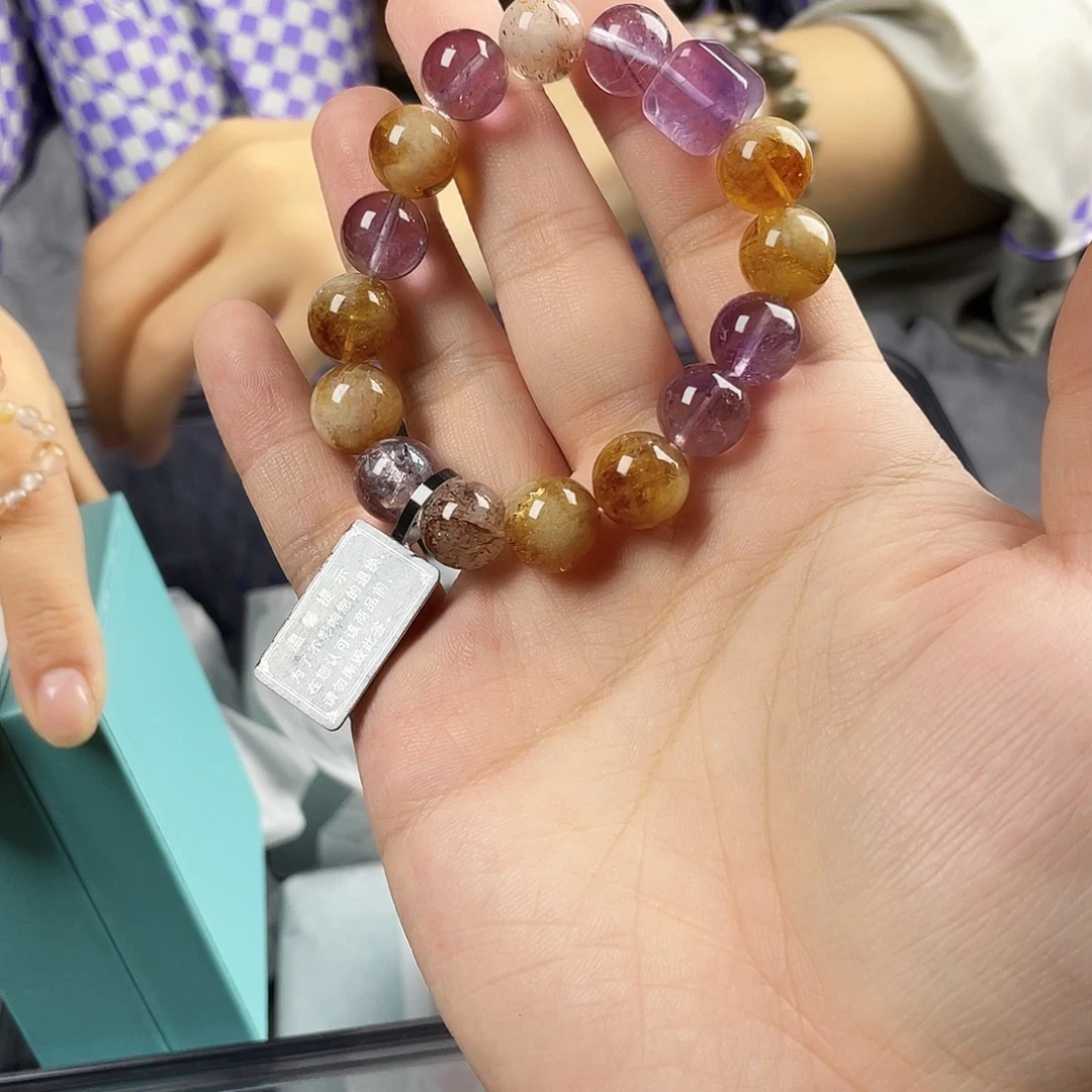 水晶银S925镀金镶嵌手串