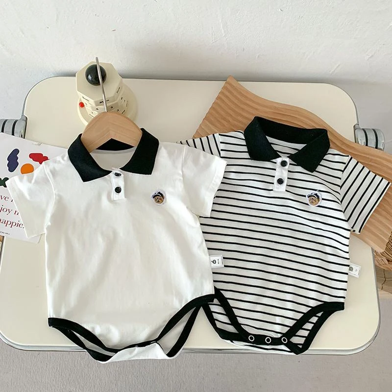 新生婴儿衣服夏装洋气哈衣包屁衣Polo衫男宝宝夏季爬服薄款连体衣