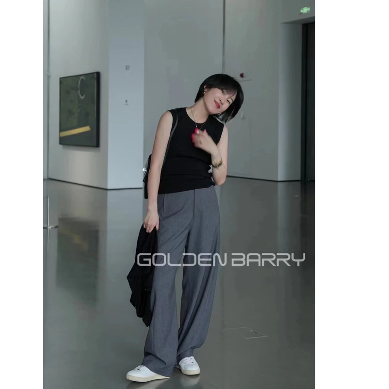 GOLDENBARRY【返季福 利】541149显瘦高腰气质百搭纯色西裤