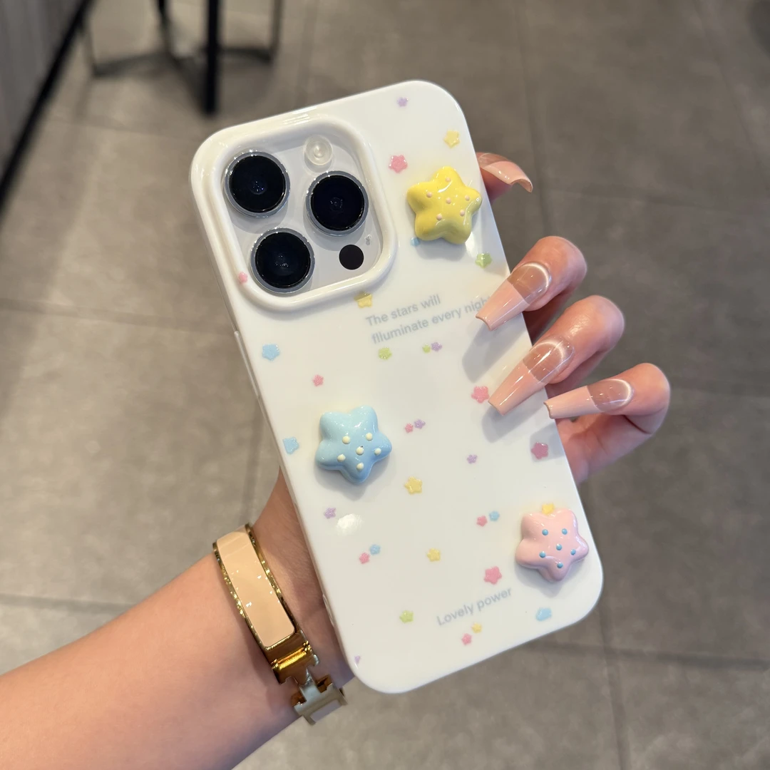 奥菲顿立体彩色星星适用苹果16果冻手机壳小米15vivo华为P70oppo