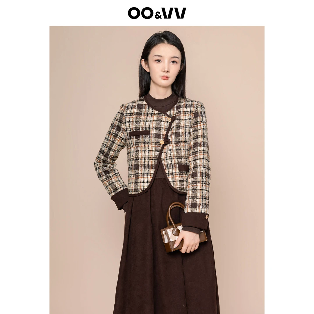 OO&VV秋季休闲风时尚2025套装小香风时尚女装极简风格子格纹