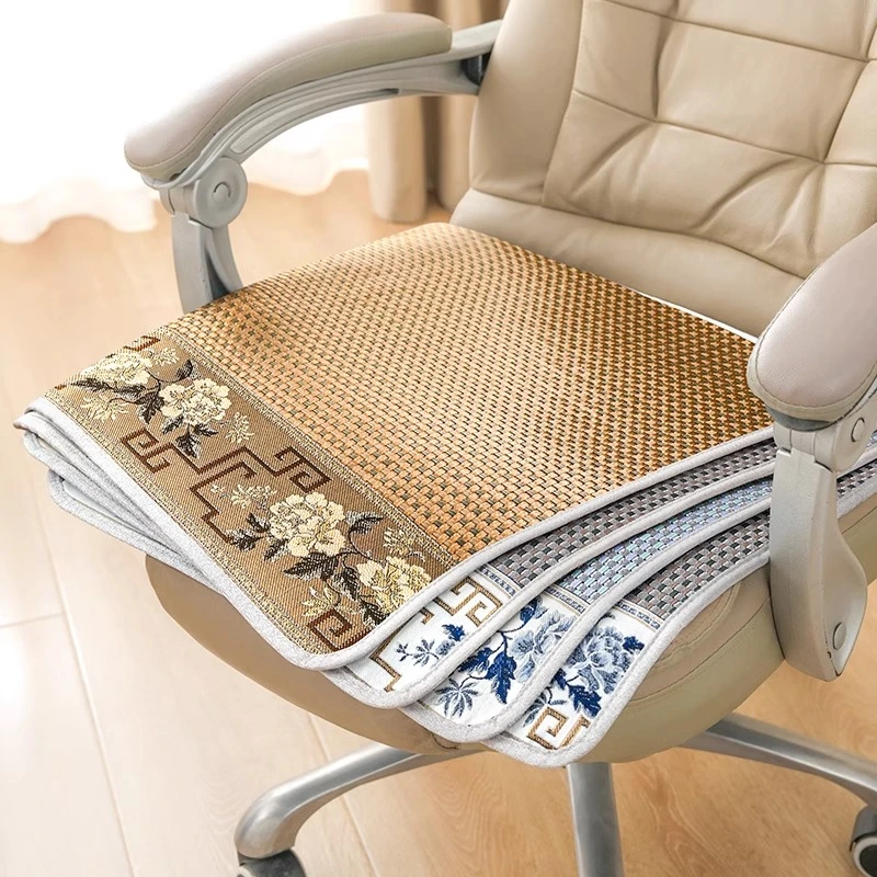新中式夏季冰丝椅子垫子透气屁垫凳子凉席椅垫凉垫坐垫办公室久坐