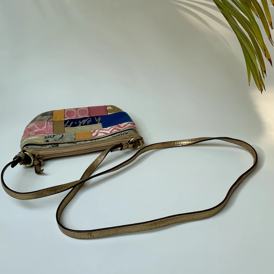 95新 COACH/蔻驰 时尚潮流小众高稀休闲花色拼接单肩斜挎苹果包