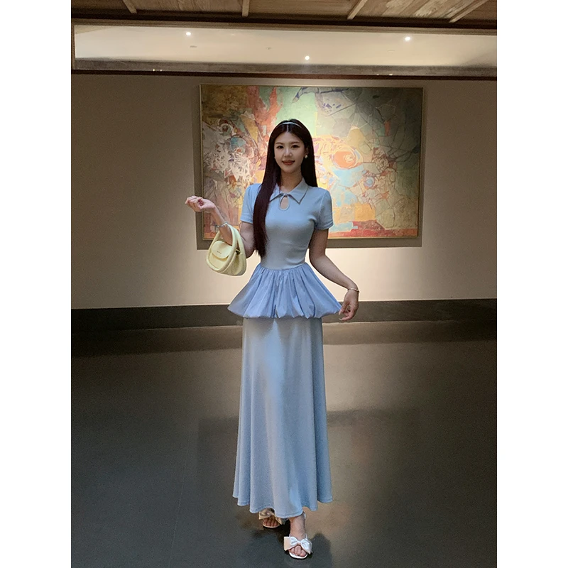 【富士山下】甜辣多多新中式短袖花苞连衣裙夏季收腰显瘦气质长裙