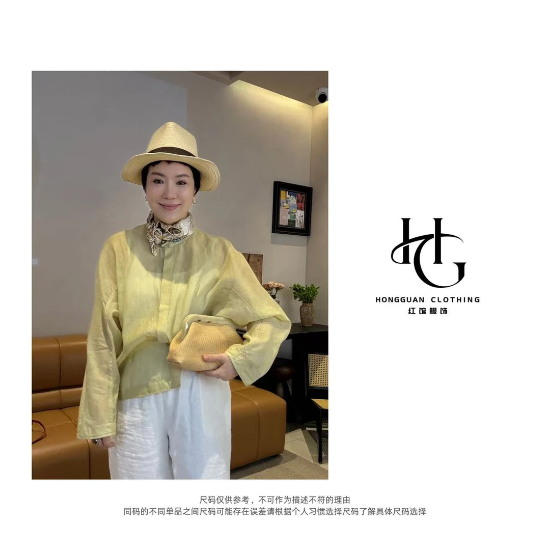 H·G【花间令】2122 新款盘扣简约蚕丝衬衫