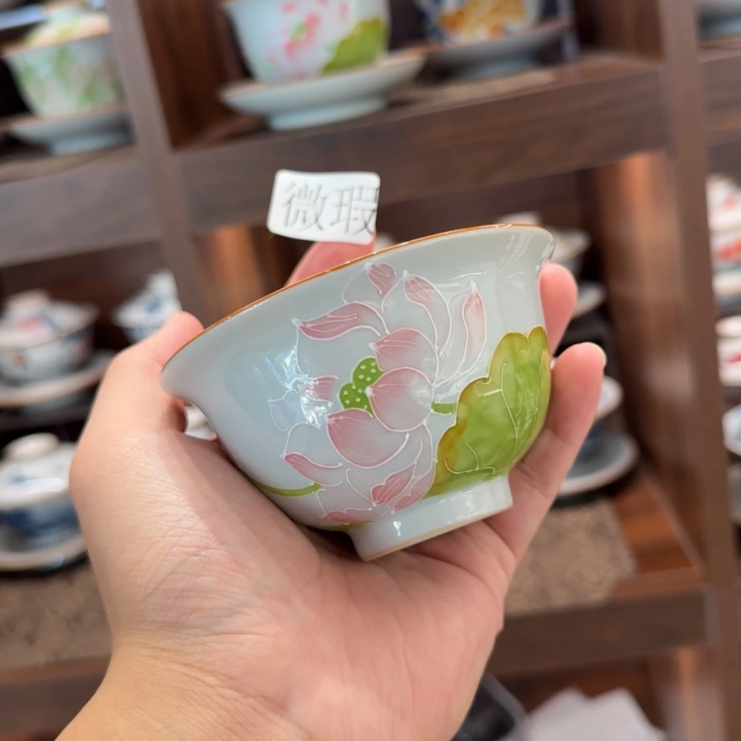 釉下手绘茶具微瑕