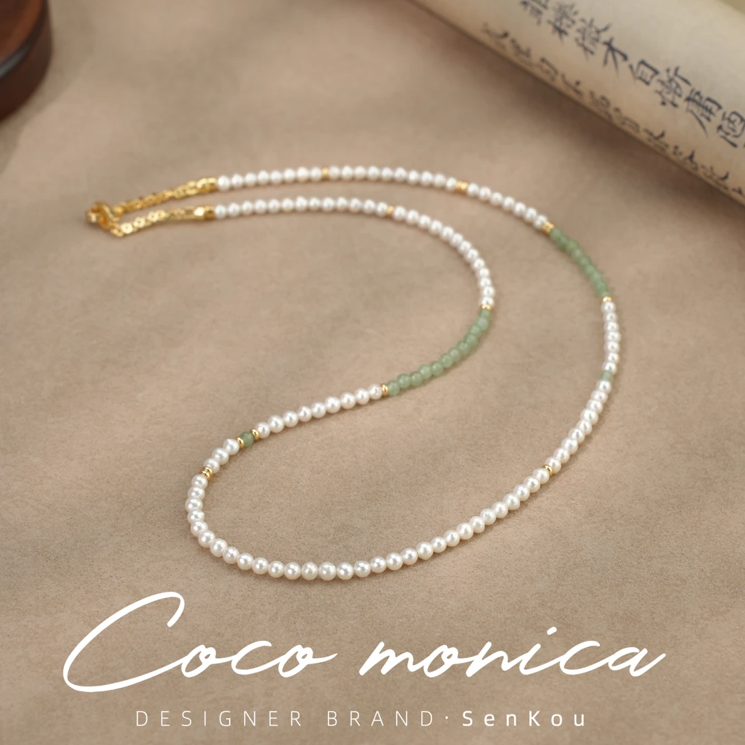 【小霞珠宝】翡翠正圆项链珍珠简约手工气质时尚百搭复古AS671