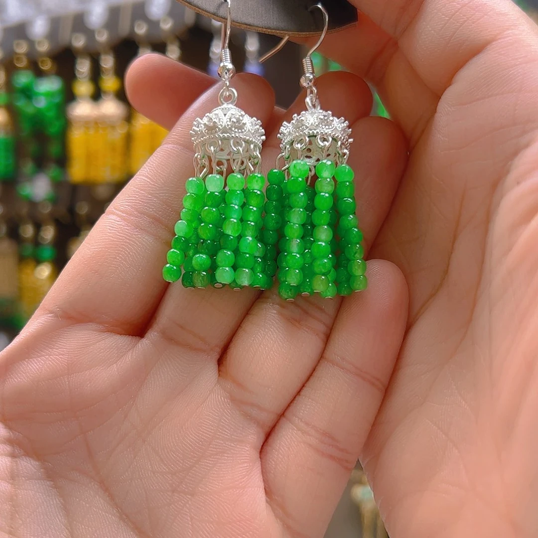 翡翠银S925镶嵌耳饰翡翠