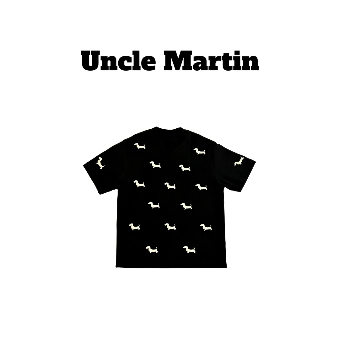 马丁叔叔 25新款小狗印花卡通短袖T恤男女775-1