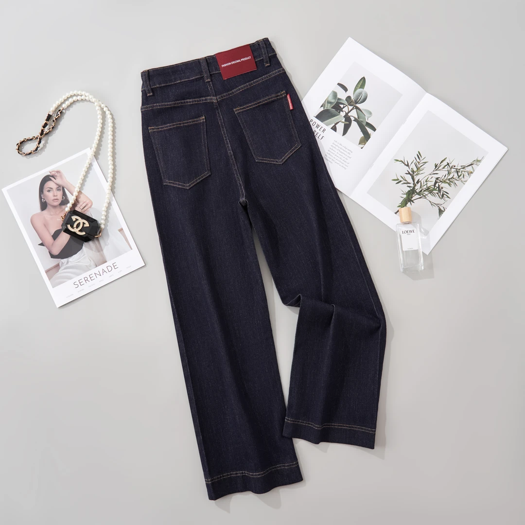 【有弹力+运费险】早秋高腰显瘦大码高腰直筒拖地牛仔裤女