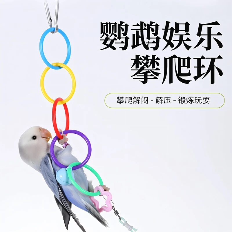 鹦鹉彩色吊环秋千鸟用啃咬玩耍解闷训练攀爬牡丹玄凤鹦鹉玩具用品