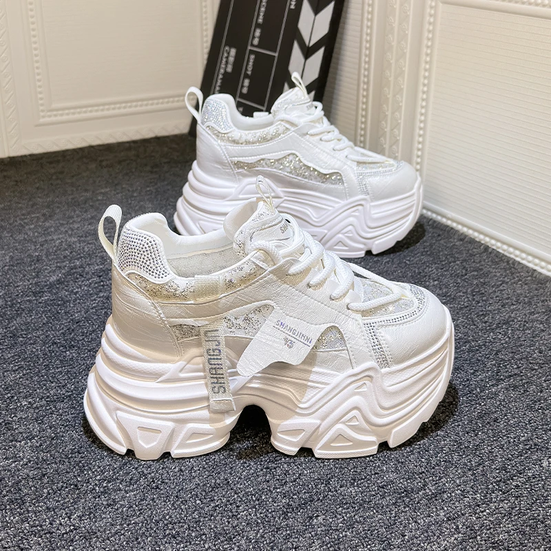 9CM内增高老爹鞋女2025夏新款百搭爆款小个子网面透气运动鞋厚底