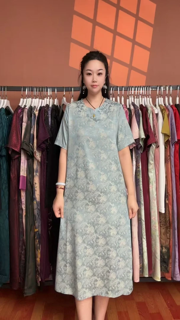 1010妈妈装气质中长款时夏季连衣裙百搭遮肉裙子