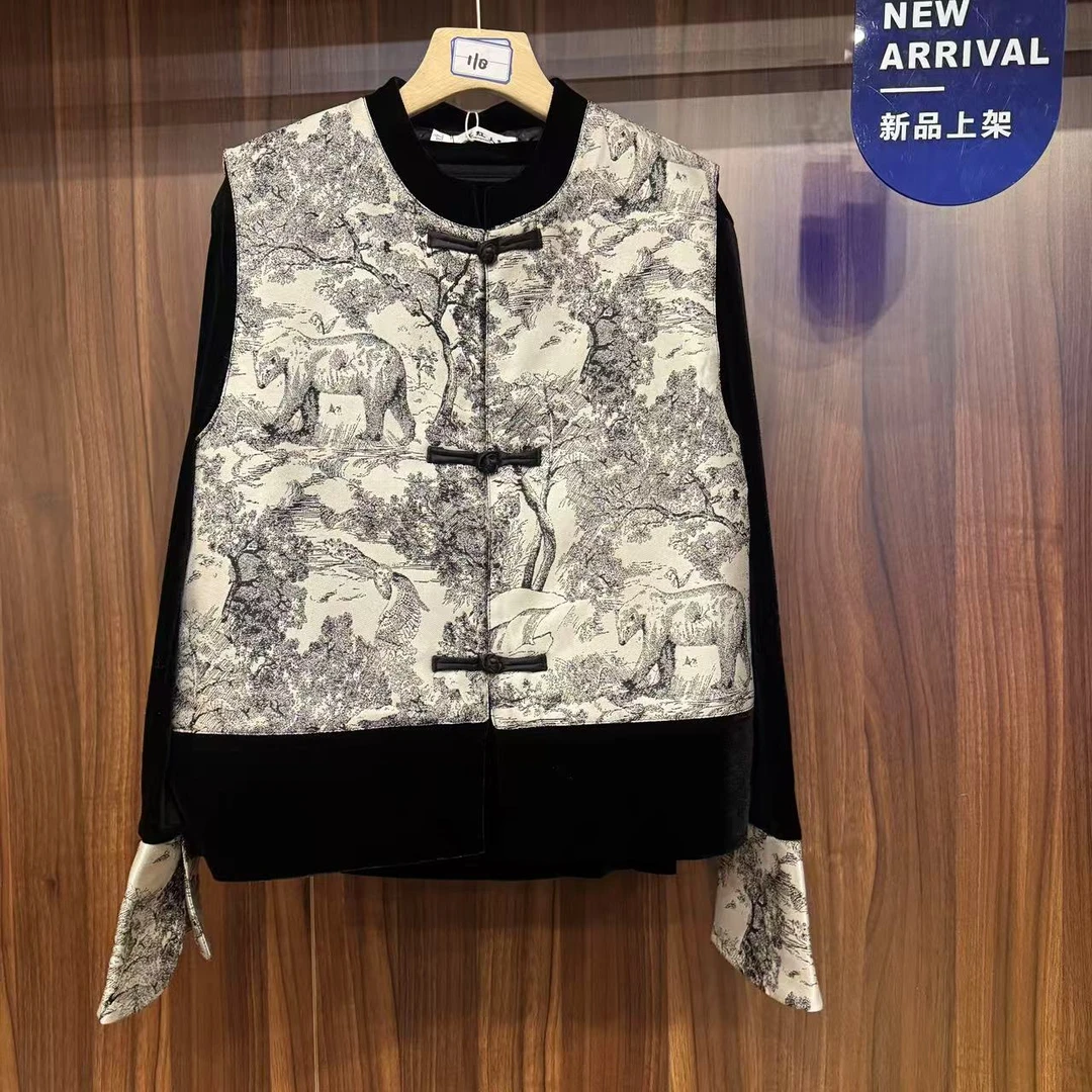 李园家2号店-98083-2-国风元素韵味十足马甲＋打底上衣两件套