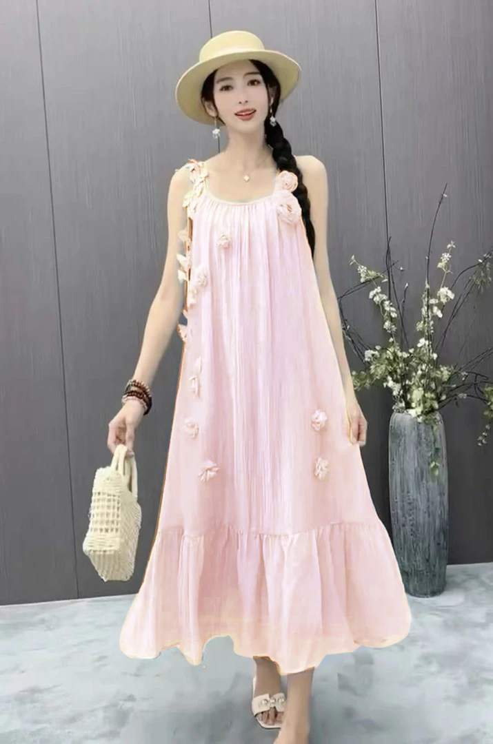 【107+112单件连衣裙】花朵吊带夏季女装时尚连衣裙