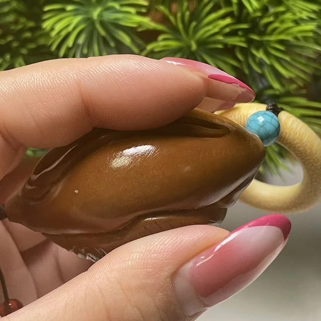 手工雕刻大橄榄核雕三面生命柳蝴花鲍木之源文玩手把件