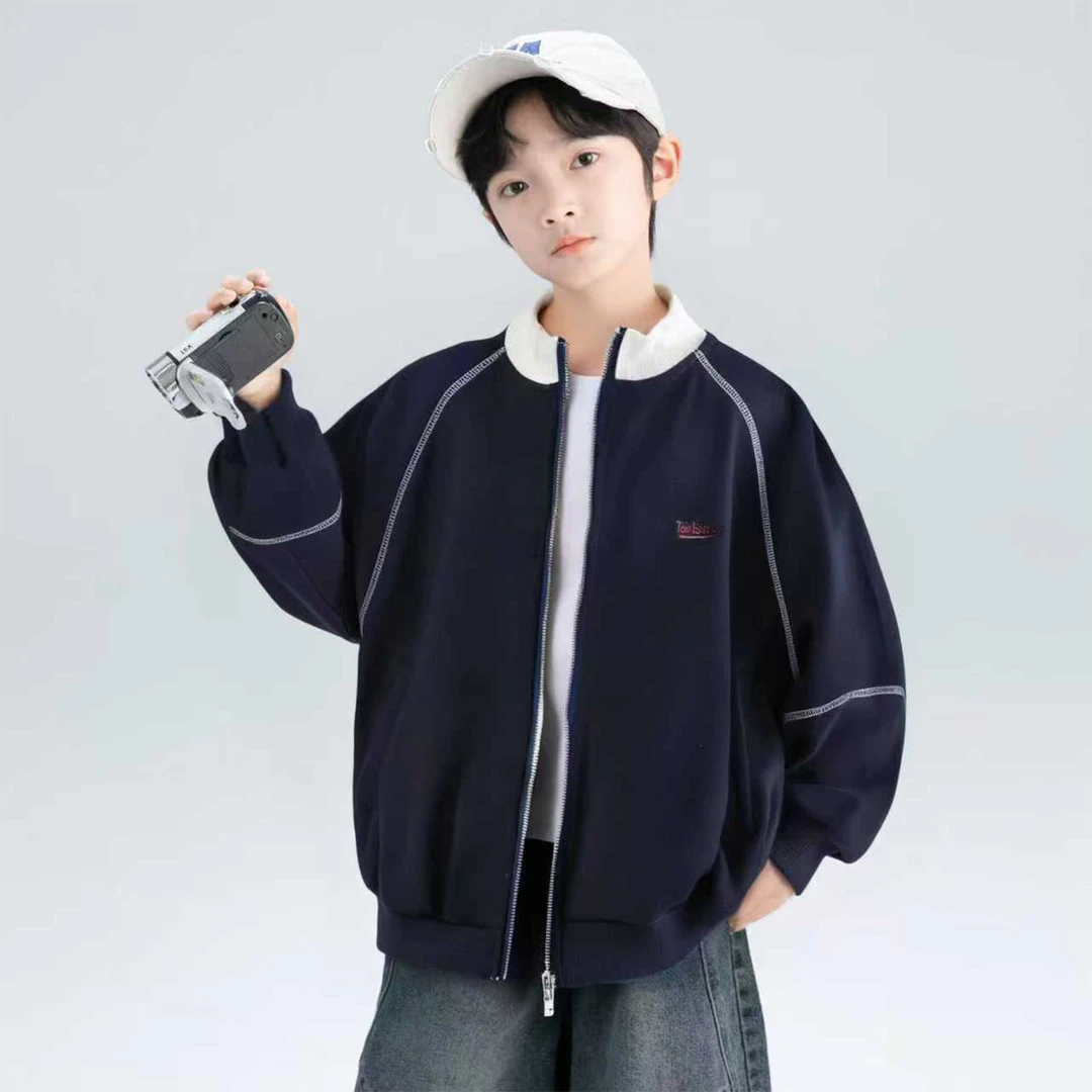 男童装中大童春秋帅气无骨缝拼接棒球服新款外套休闲帅气炸街休闲