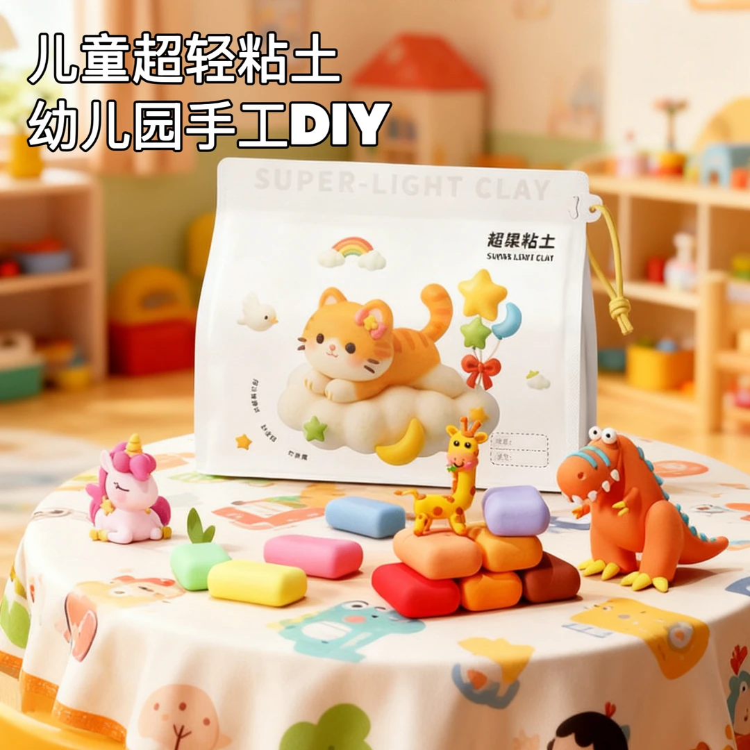 袋装36色儿童超轻粘土安全易塑形不粘手幼儿园手工彩泥橡皮泥黏土