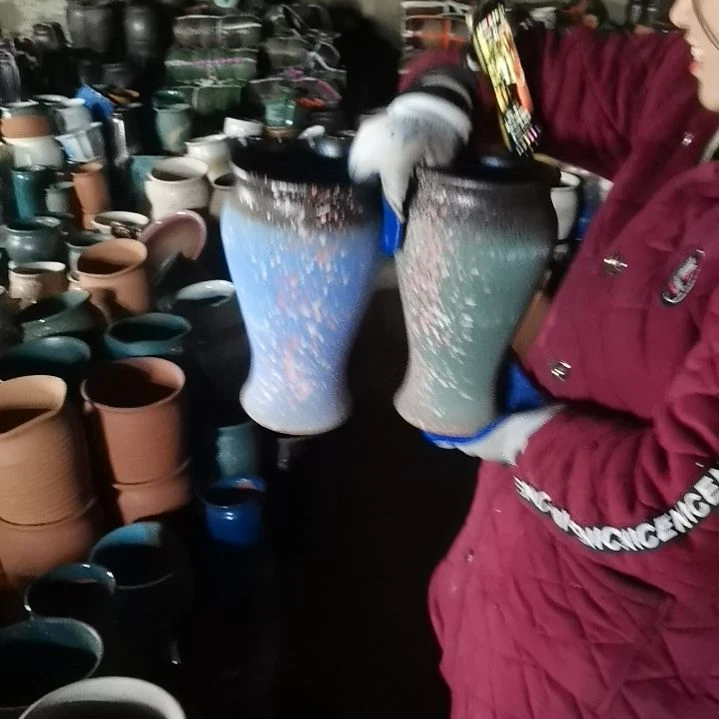 红陶口14高26两个盆