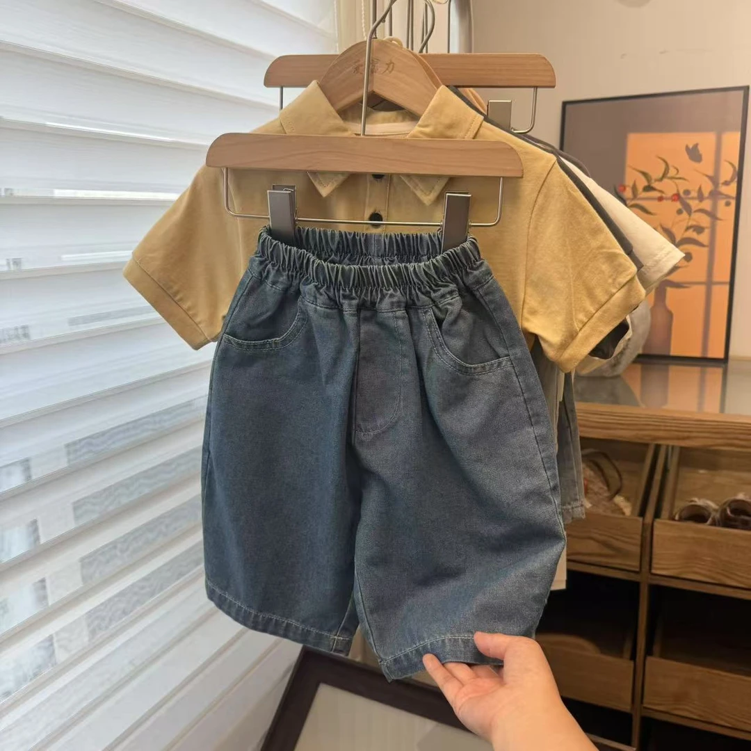 夏款上新韩版超软糯洋气蓝色休闲水洗软牛仔儿童